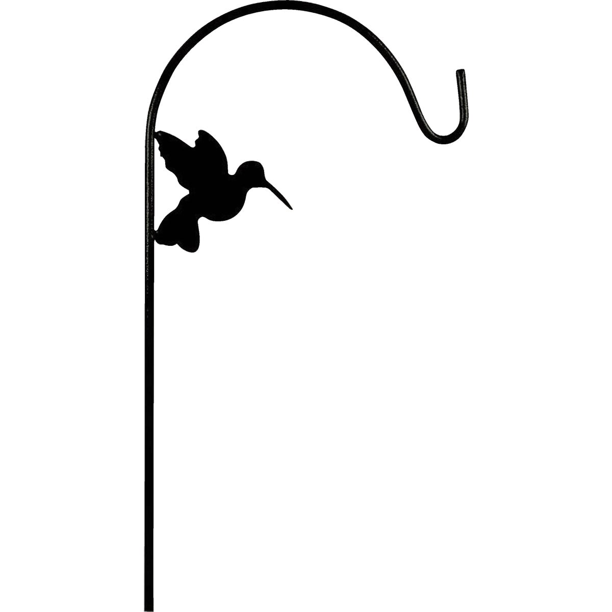 American Gardenworks 65 In. Black Steel Shepherd Hook with Hummingbird