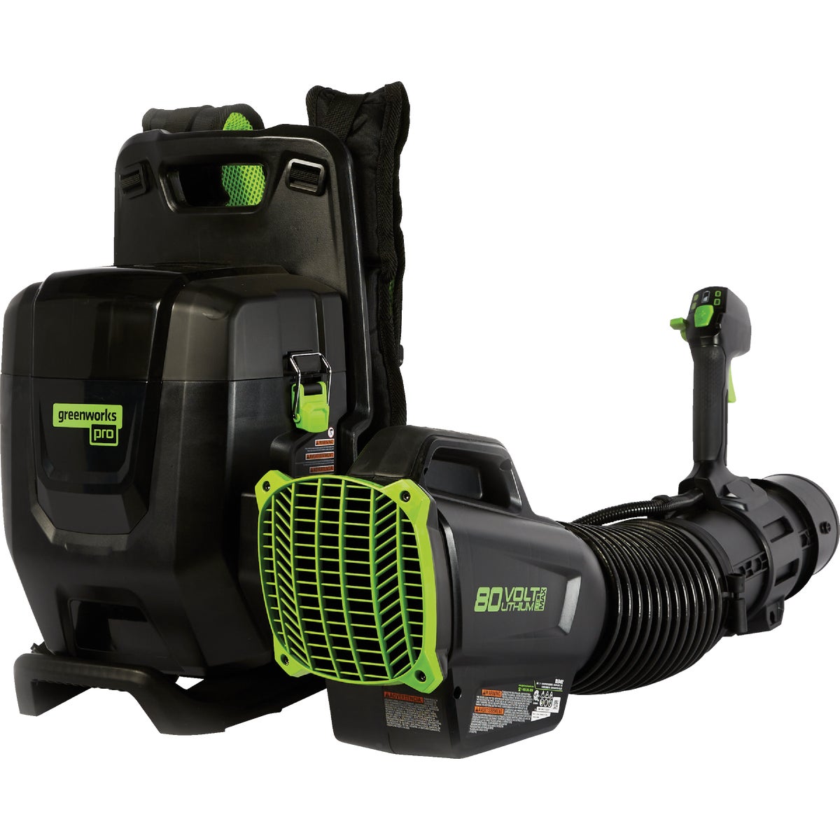 Greenworks 80V 690 CFM 165 MPH Dual-Port Backpack Blower with (2) 4.0 Ah Batteries and Charger