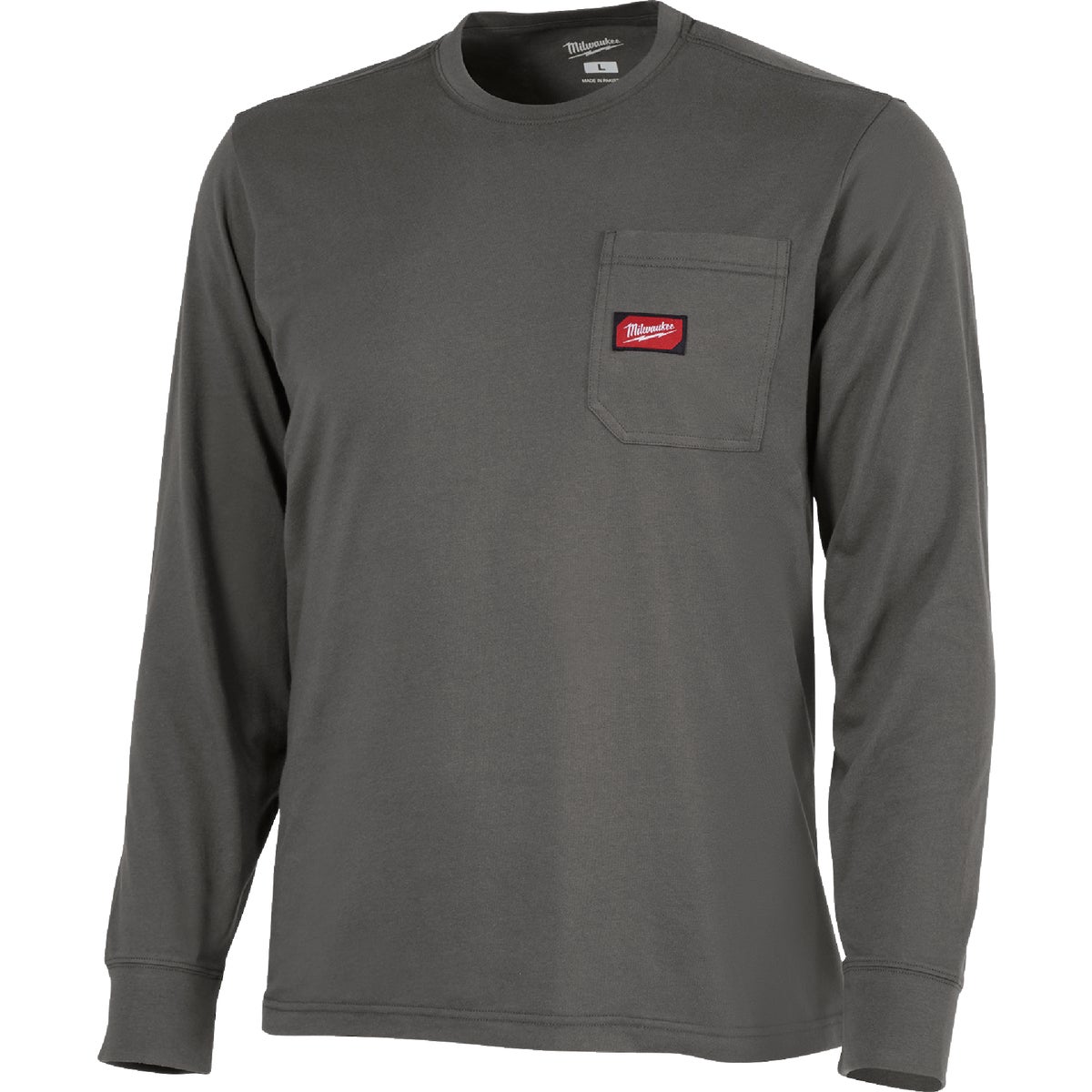 Milwaukee Medium Gray Long Sleeve Heavy-Duty Pocket T-Shirt