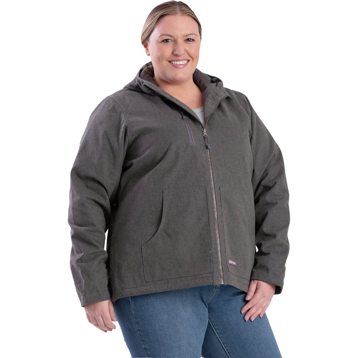 Berne Women's 2XL Titanium Heathered Duck Hooded Jacket