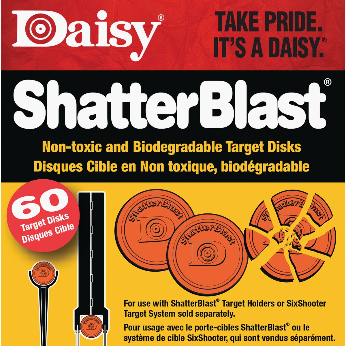 Daisy ShatterBlast 2 In. Hunter Orange Clay Target (60-Pack)
