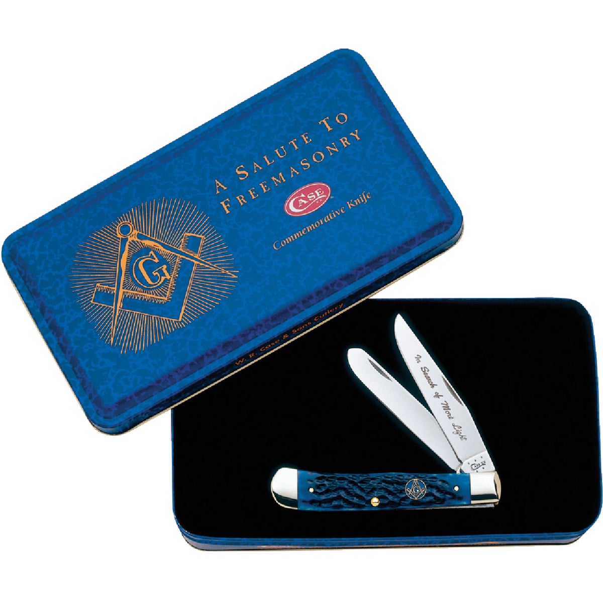 Case Masonic Trapper 3.25 In./3.27 In. Folding Knife with Gift Tin