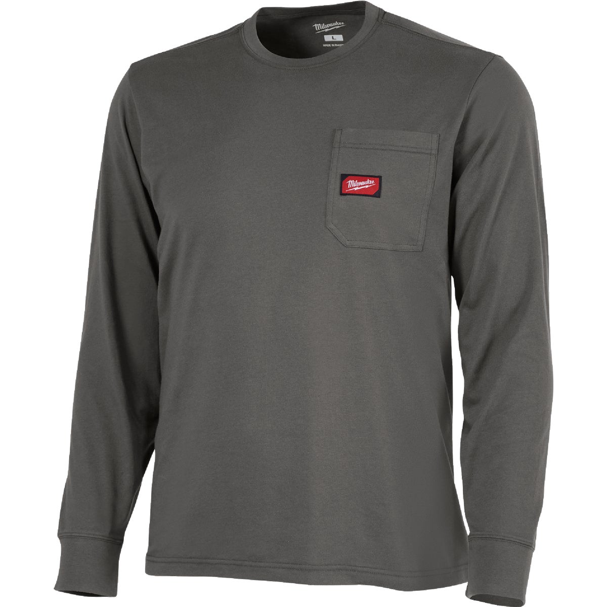 Milwaukee Small Gray Long Sleeve Heavy-Duty Pocket T-Shirt
