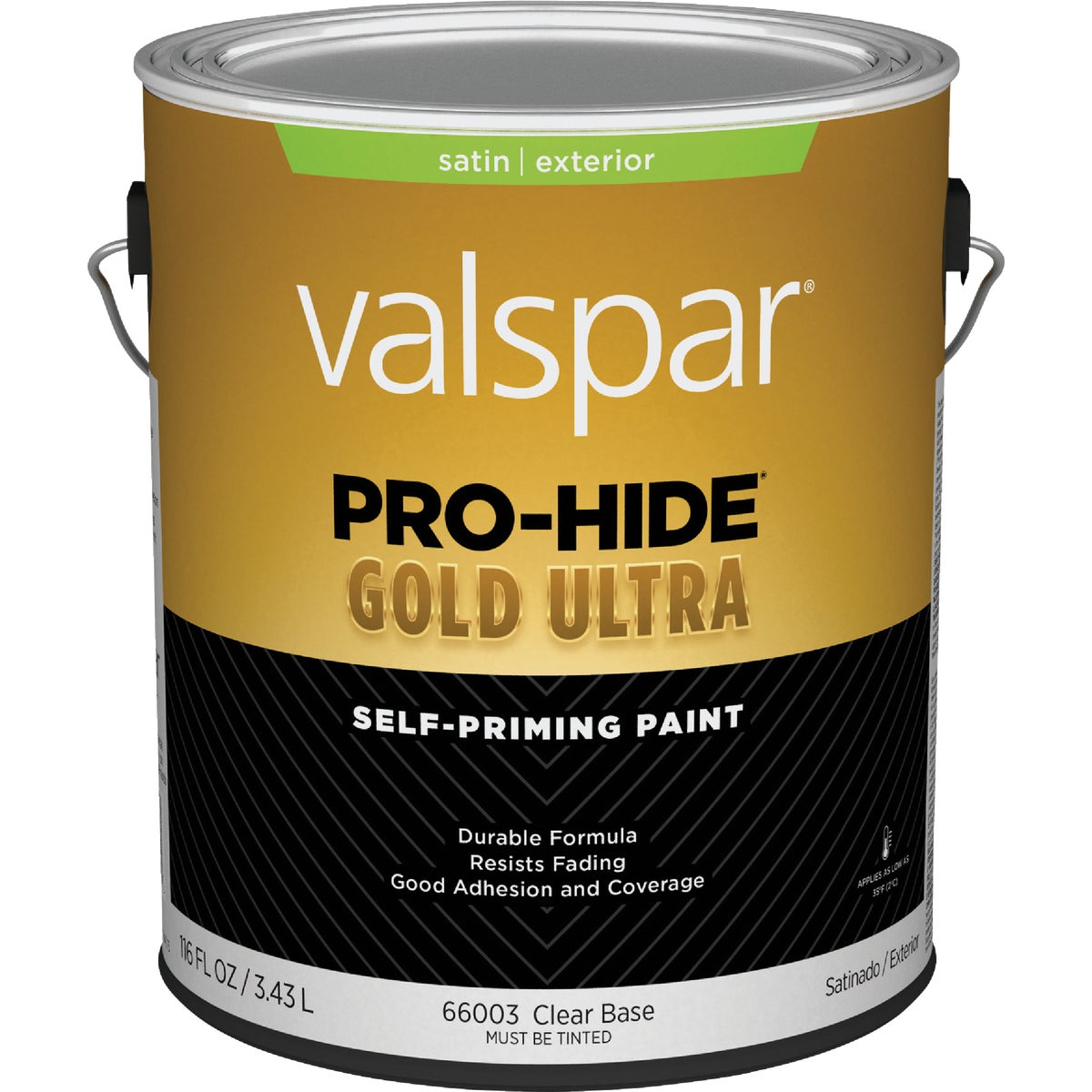 Valspar Pro-Hide Gold Ultra Latex Satin Exterior House Paint, Clear Base, 1 Gal.