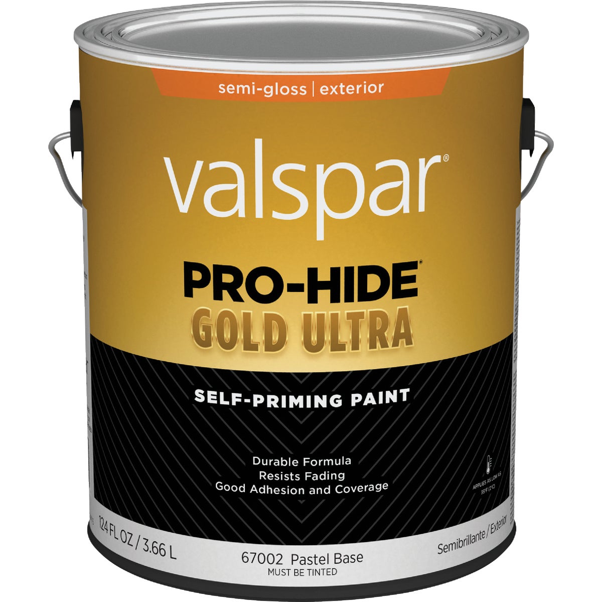 Valspar Pro-Hide Gold Ultra Latex Semi-Gloss Exterior House Paint, Pastel Base, 1 Gal.