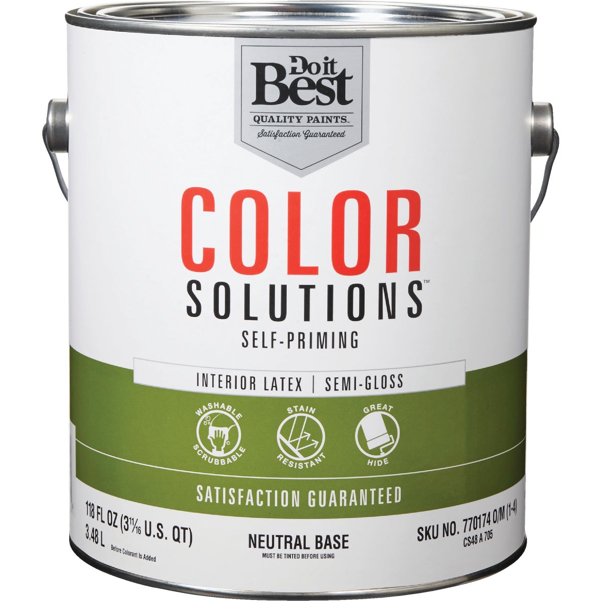 Do it Best Color Solutions Latex Self-Priming Semi-Gloss Interior Wall Paint, Neutral Base, 1 Gal.