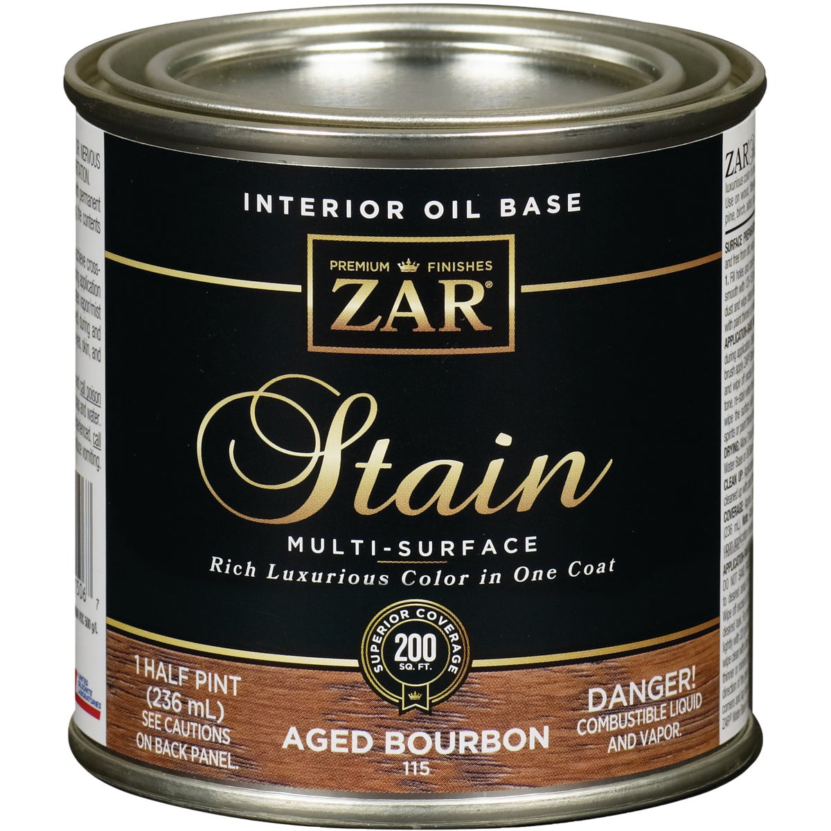 ZAR Oil-Based Wood Stain, Aged Bourbon, 1/2 Pt.