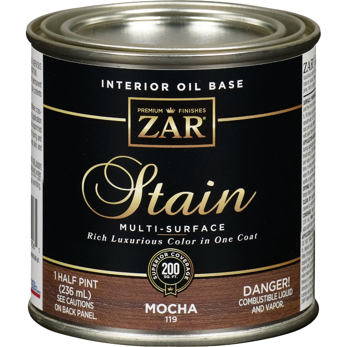 ZAR Oil-Based Wood Stain, Mocha, 1/2 Pt.