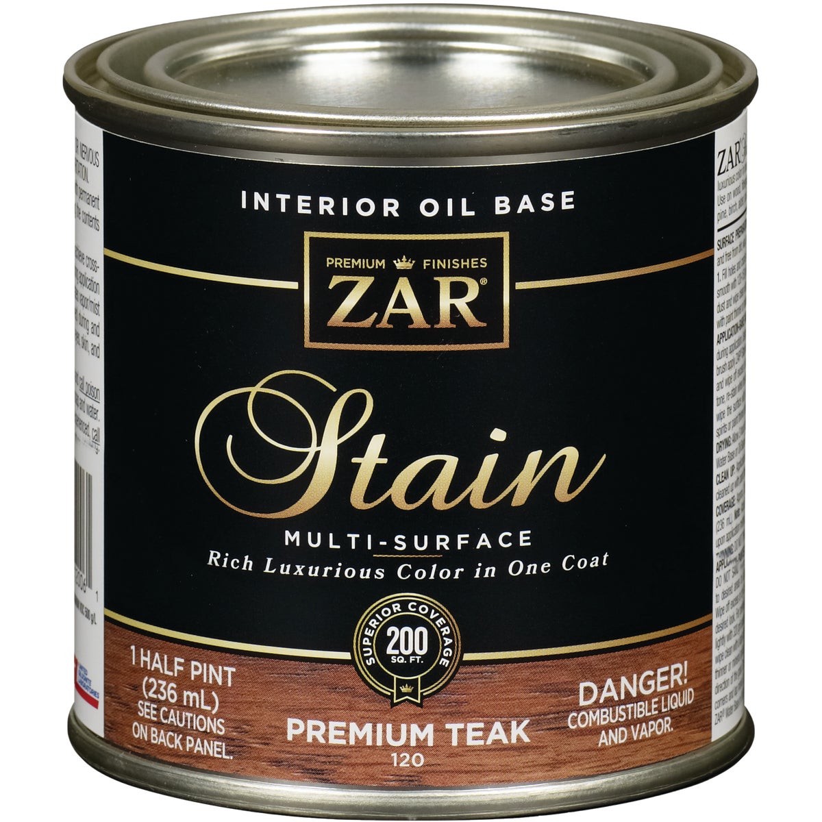 ZAR Oil-Based Wood Stain, Premium Teak, 1/2 Pt.