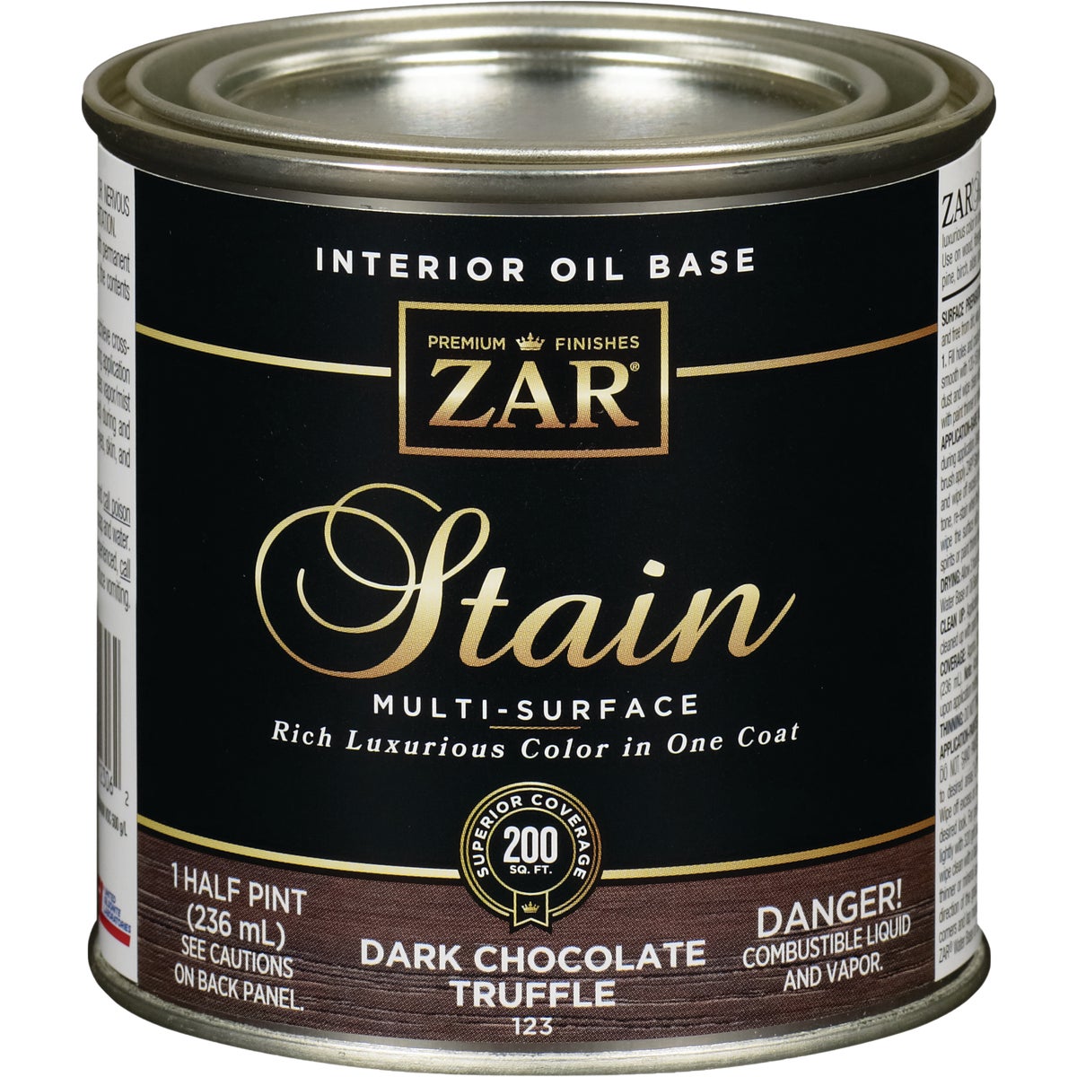 ZAR Oil-Based Wood Stain, Dark Chocolate Truffle, 1/2 Pt.