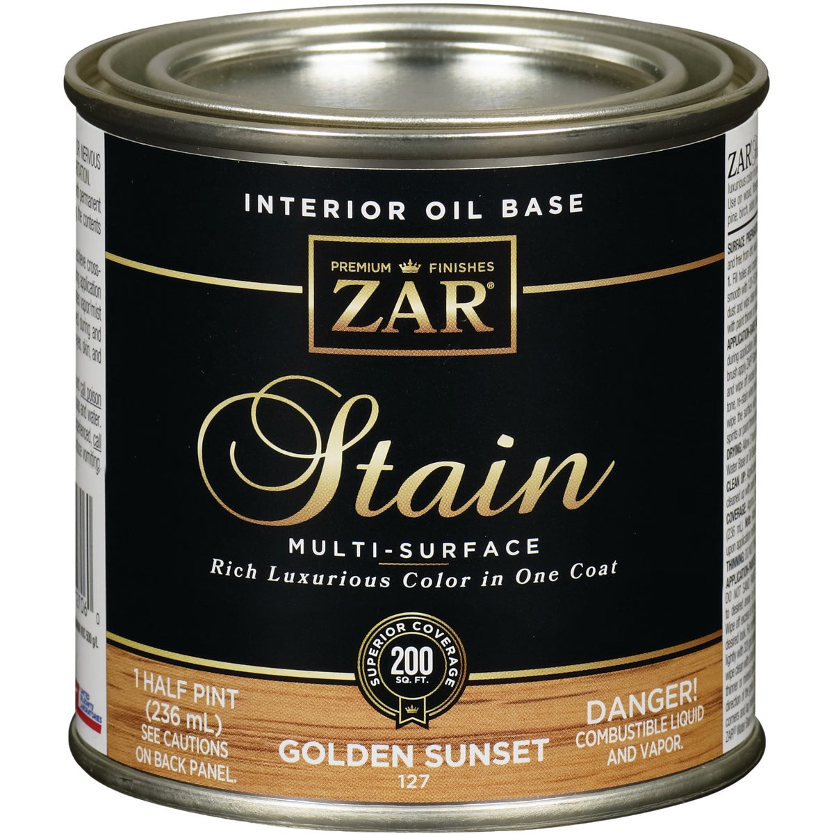 ZAR Oil-Based Wood Stain, Golden Sunset, 1/2 Pt.