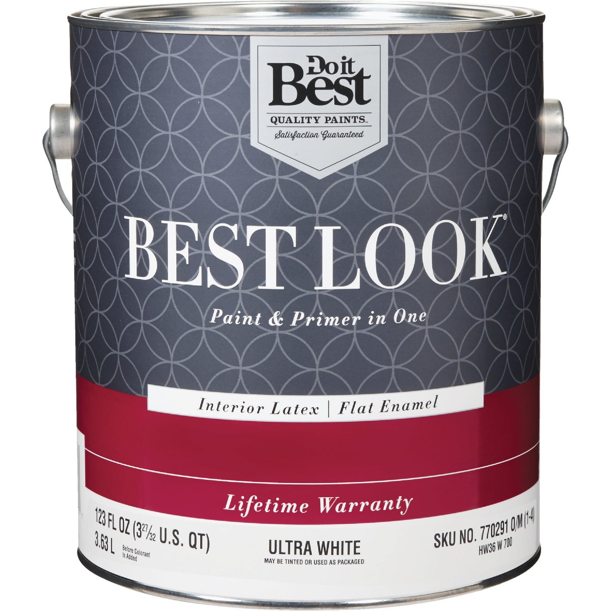 Best Look Latex Premium Paint & Primer In One Flat Enamel Interior Wall Paint, Ultra White, 1 Gal.