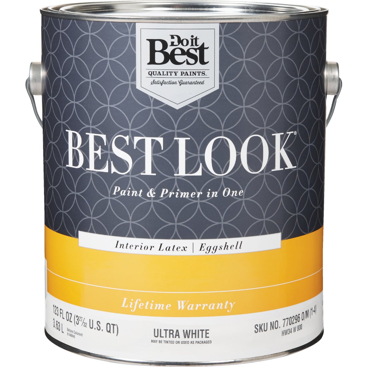 Best Look Latex Premium Paint & Primer In One Eggshell Interior Wall Paint, Ultra White, 1 Gal.