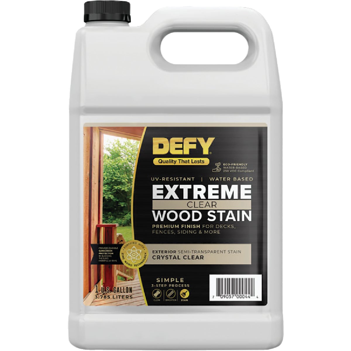 DEFY Extreme Transparent Exterior Wood Stain, Crystal Clear, 1 Gal. Bottle