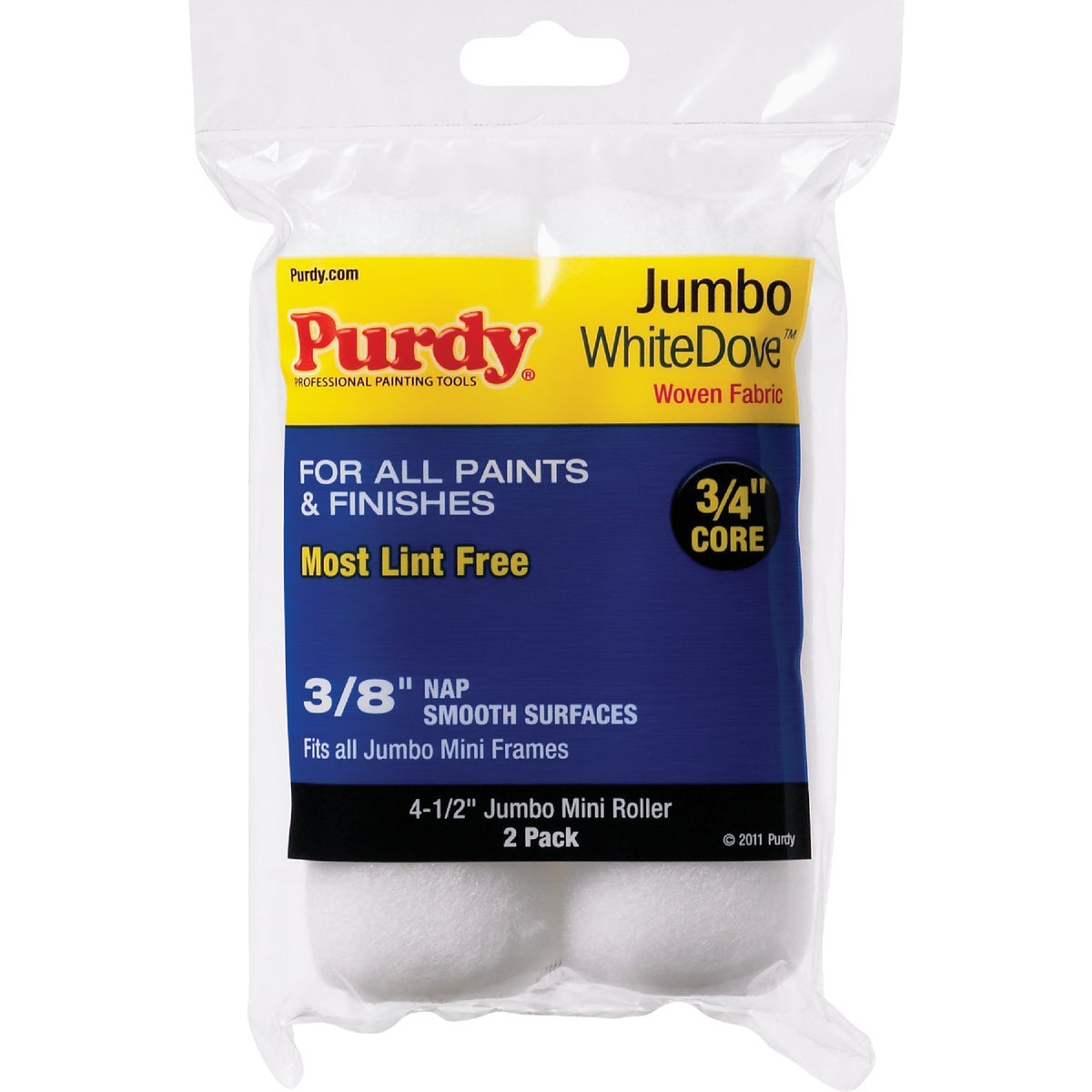 Purdy White Dove 4-1/2 In. x 3/8 In. Jumbo Mini Woven Fabric Roller Cover (2-Pack)