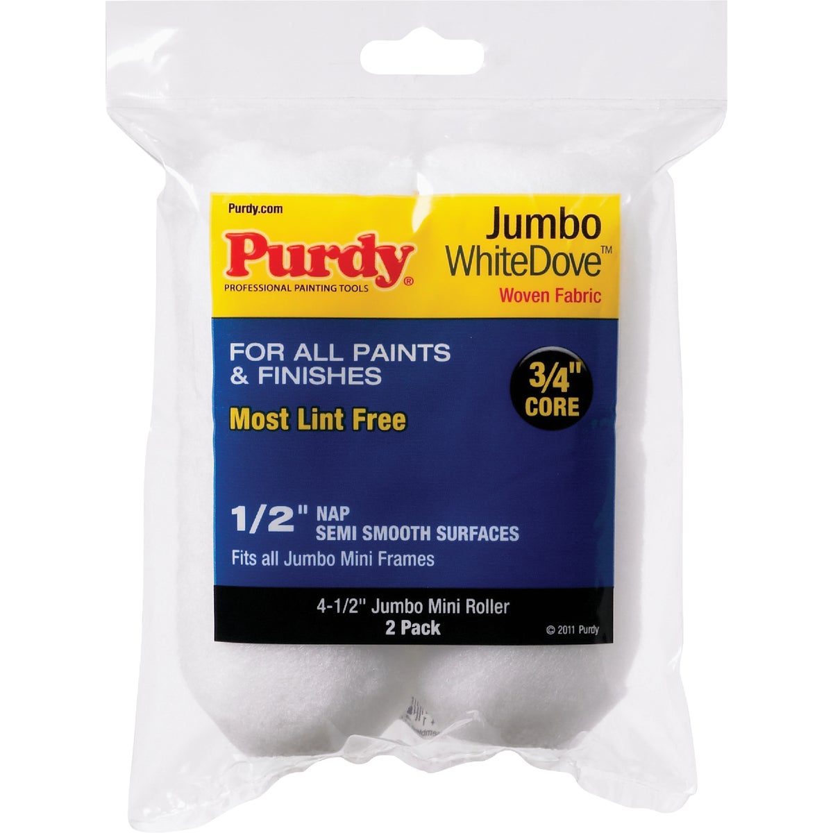 Purdy White Dove 4-1/2 In. x 1/2 In. Jumbo Mini Woven Fabric Roller Cover (2-Pack)