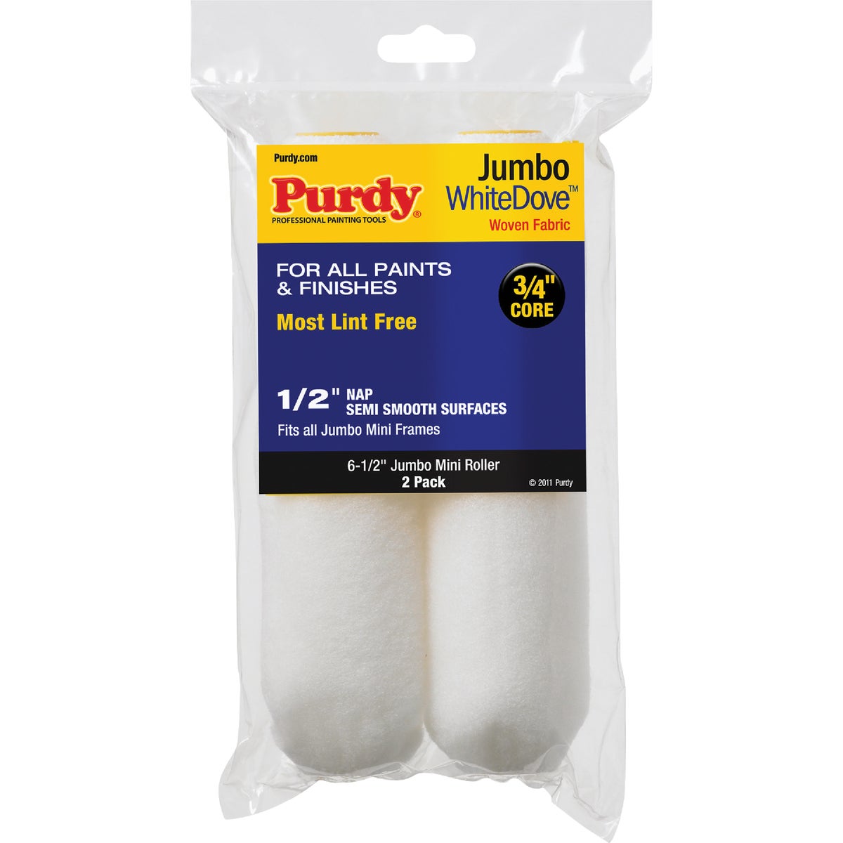 Purdy White Dove 6-1/2 In. x 1/2 In. Jumbo Mini Woven Fabric Roller Cover (2-Pack)