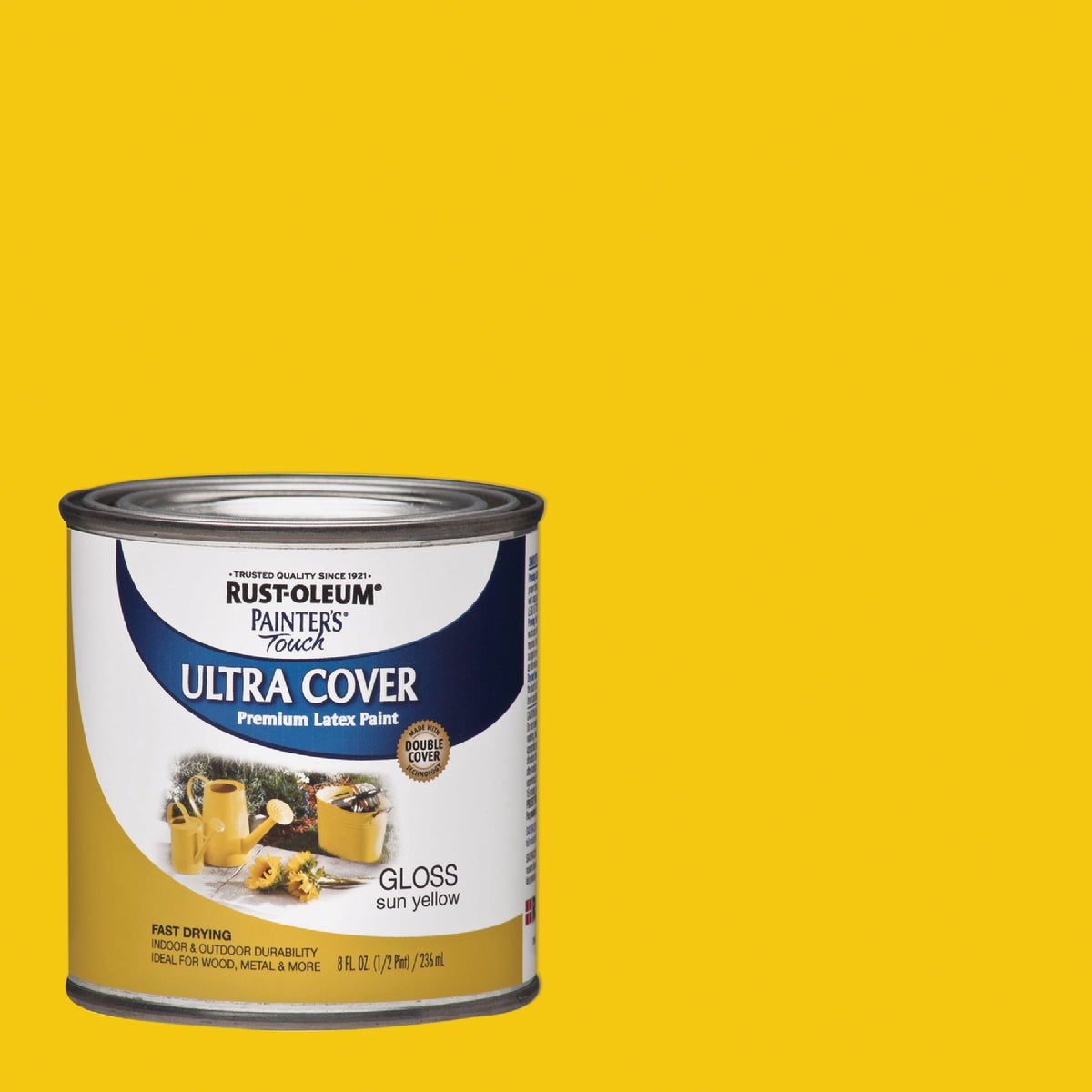 Rust-Oleum Painter's Touch 2X Ultra Cover Premium Latex Paint, Sun Yellow, 1/2 Pt.