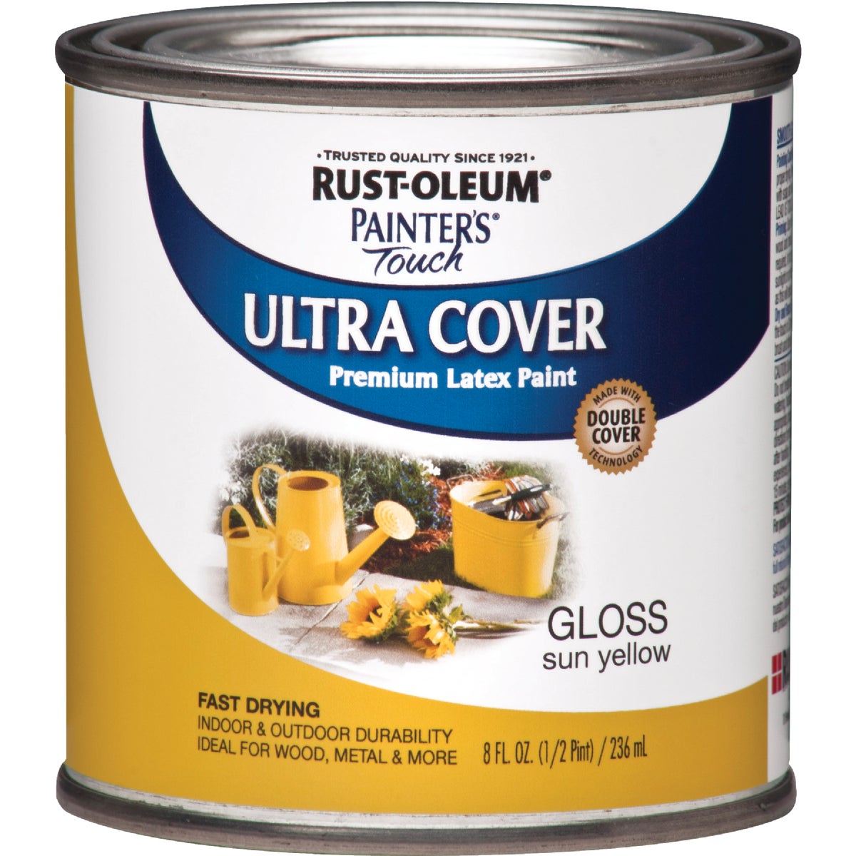 Rust-Oleum Painter's Touch 2X Ultra Cover Premium Latex Paint, Sun Yellow, 1/2 Pt.