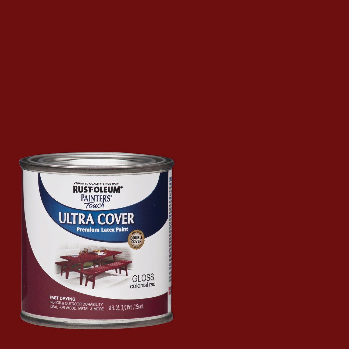 Rust-Oleum Painter's Touch 2X Ultra Cover Premium Latex Paint, Gloss Colonial Red, 1/2 Pt.