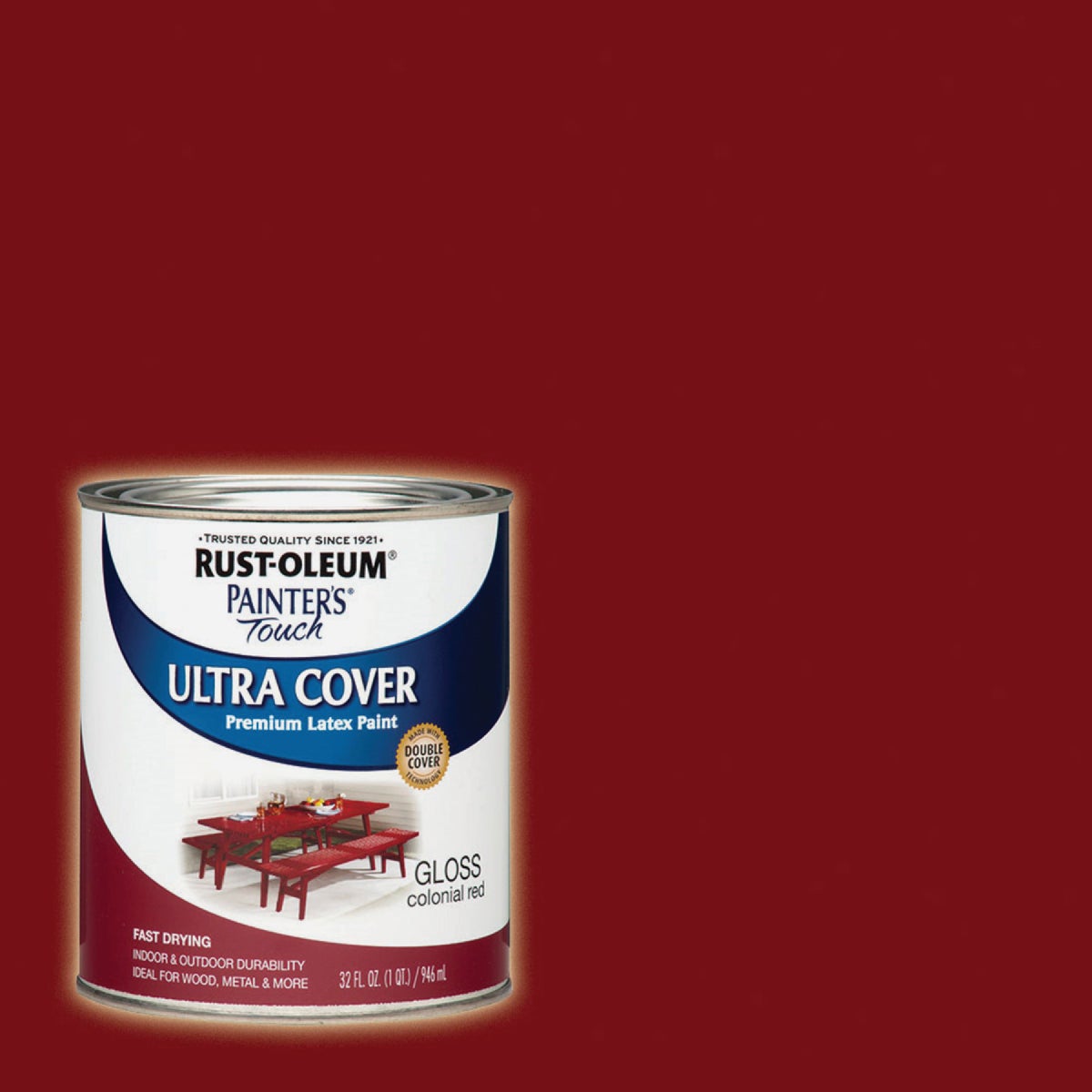 Rust-Oleum Painter's Touch 2X Ultra Cover Premium Latex Paint, Colonial Red, 1 Qt.