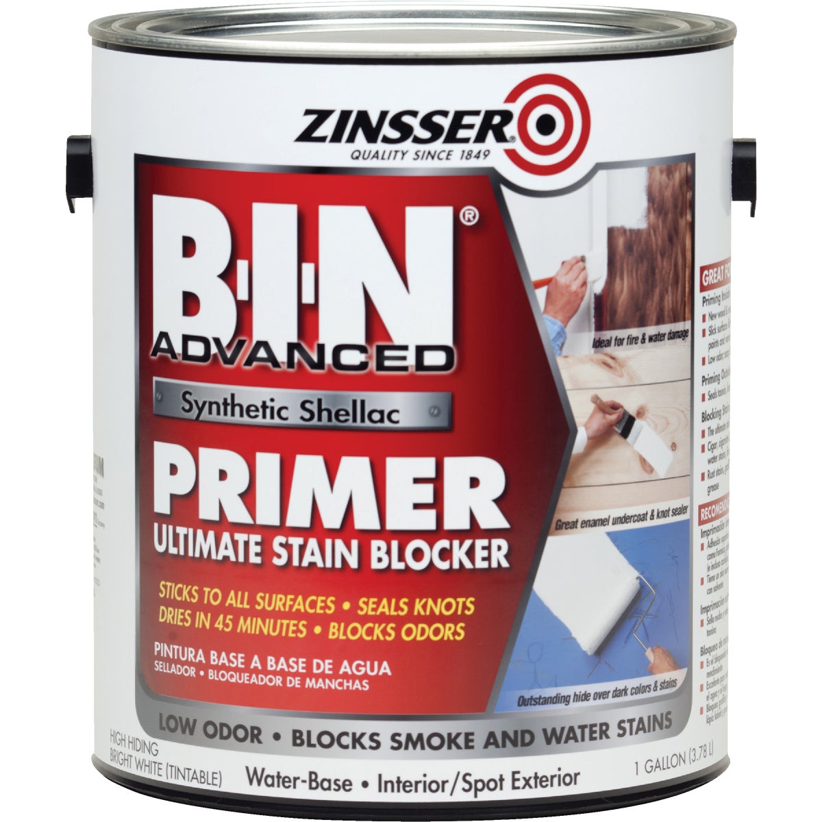 Zinsser B-I-N Advanced Water-Based Interior Primer Ultimate Stain Blocker, White, 1 Gal.