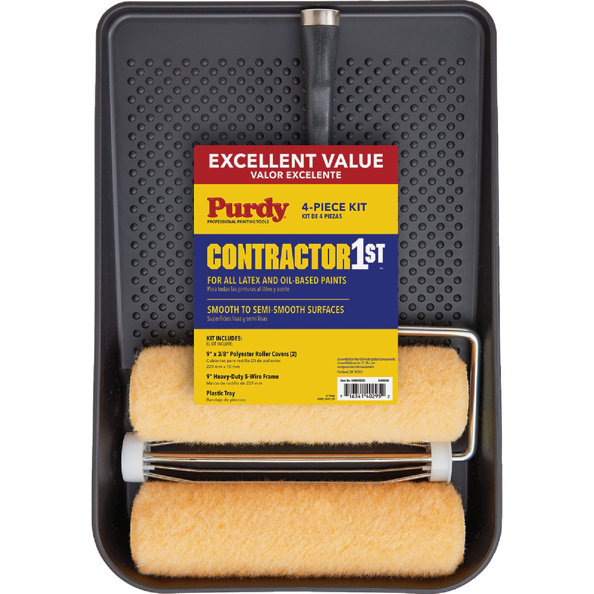 Purdy Contractor 1st 9 In. 3/8 In. Knit Roller & Tray Set (4-Piece)