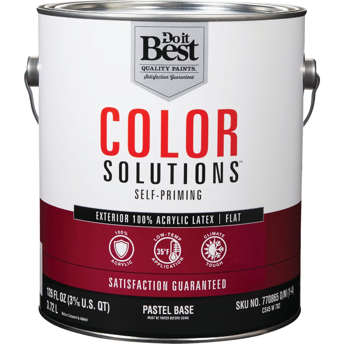 Do it Best Color Solutions 100% Acrylic Latex Self-Priming Flat Exterior House Paint, Pastel Base, 1 Gal.