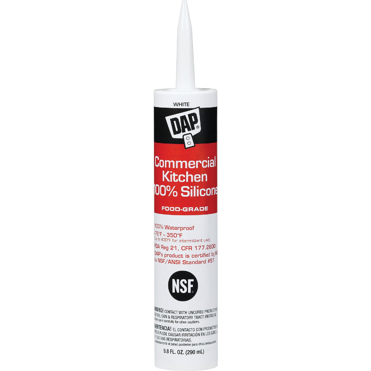 Dap 9.8 Oz. Commercial Kitchen Food-Grade Silicone Sealant, White