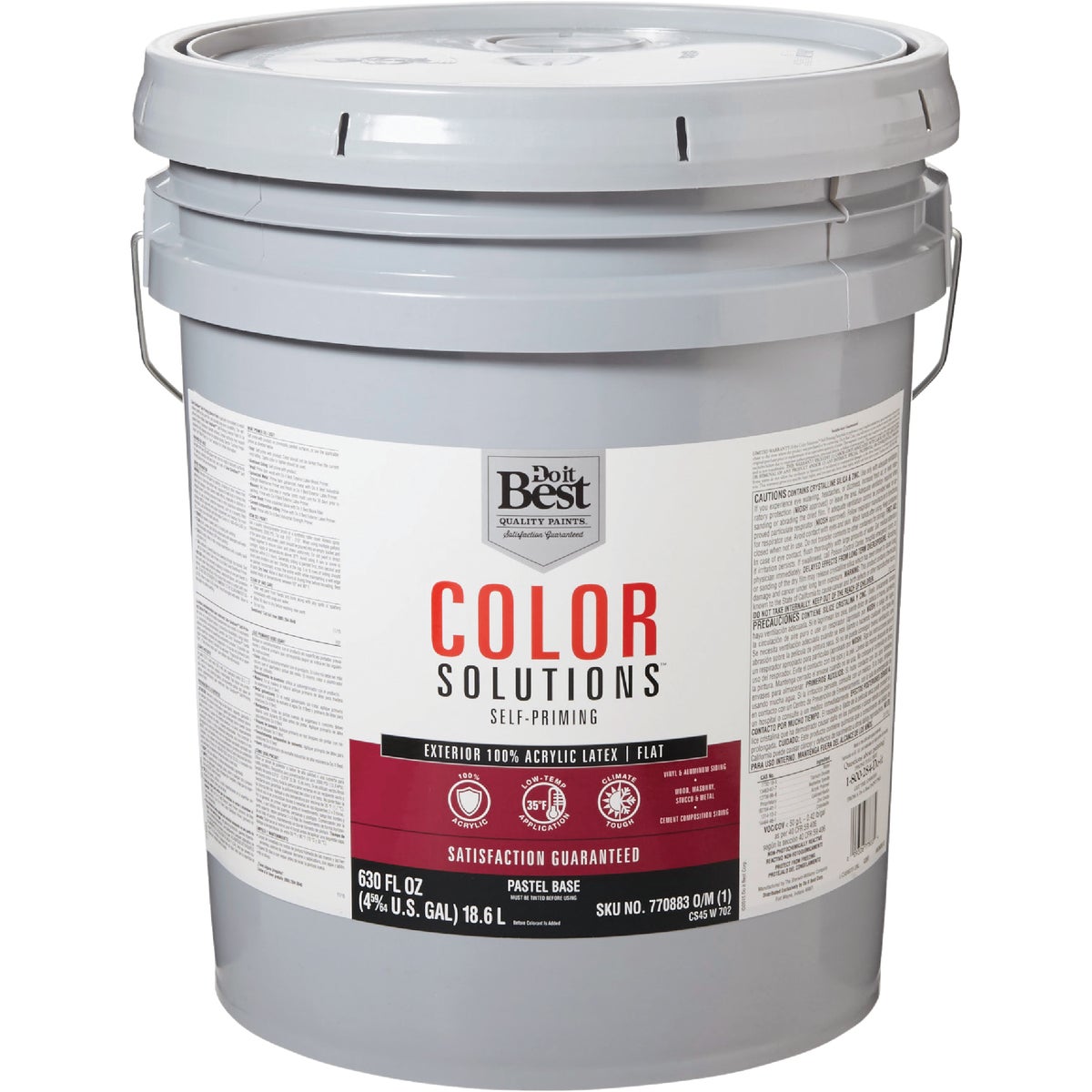 Do it Best Color Solutions 100% Acrylic Latex Self-Priming Flat Exterior House Paint, Pastel Base, 5 Gal.