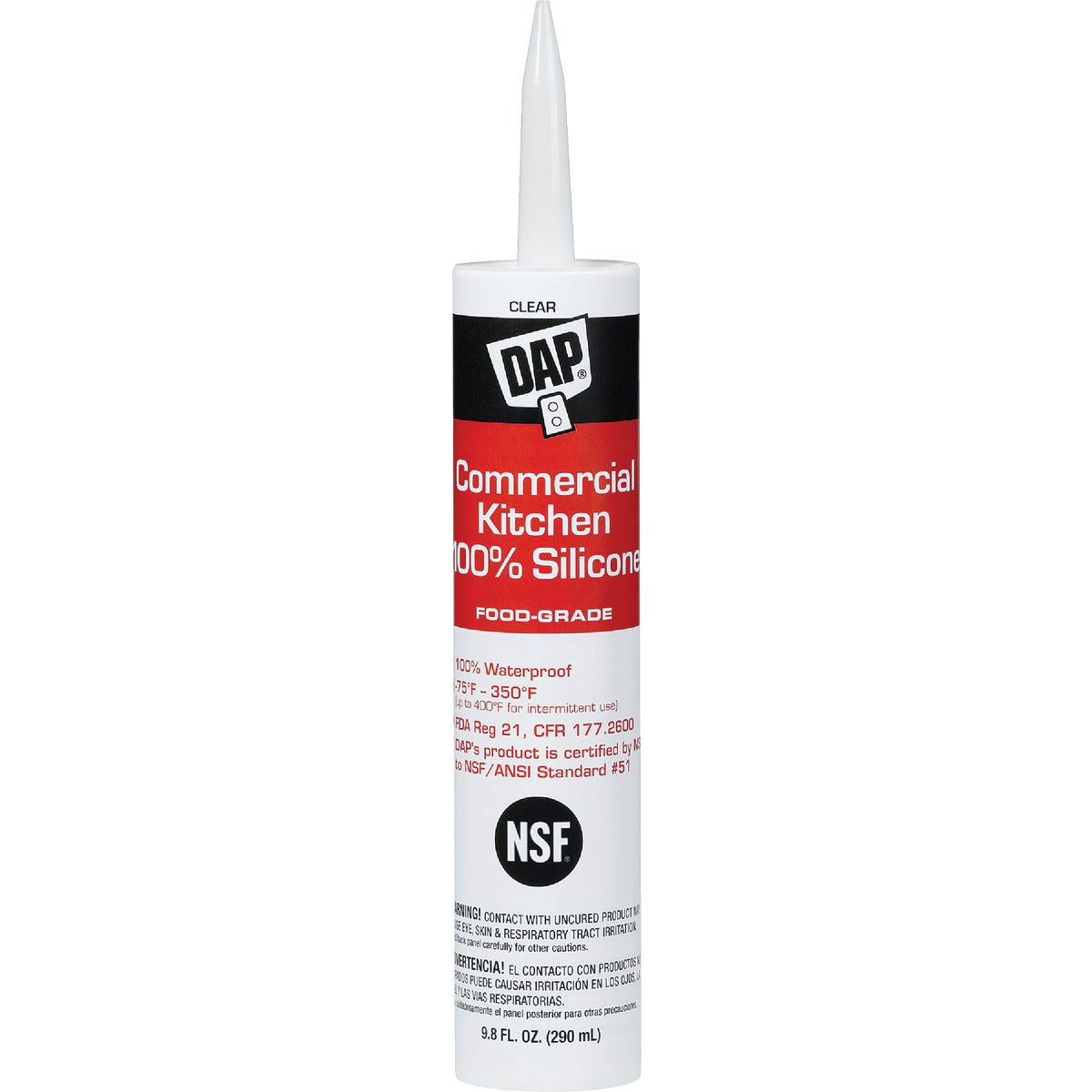 DAP 9.8 Oz. Commercial Kitchen Food-Grade Silicone Sealant, Clear