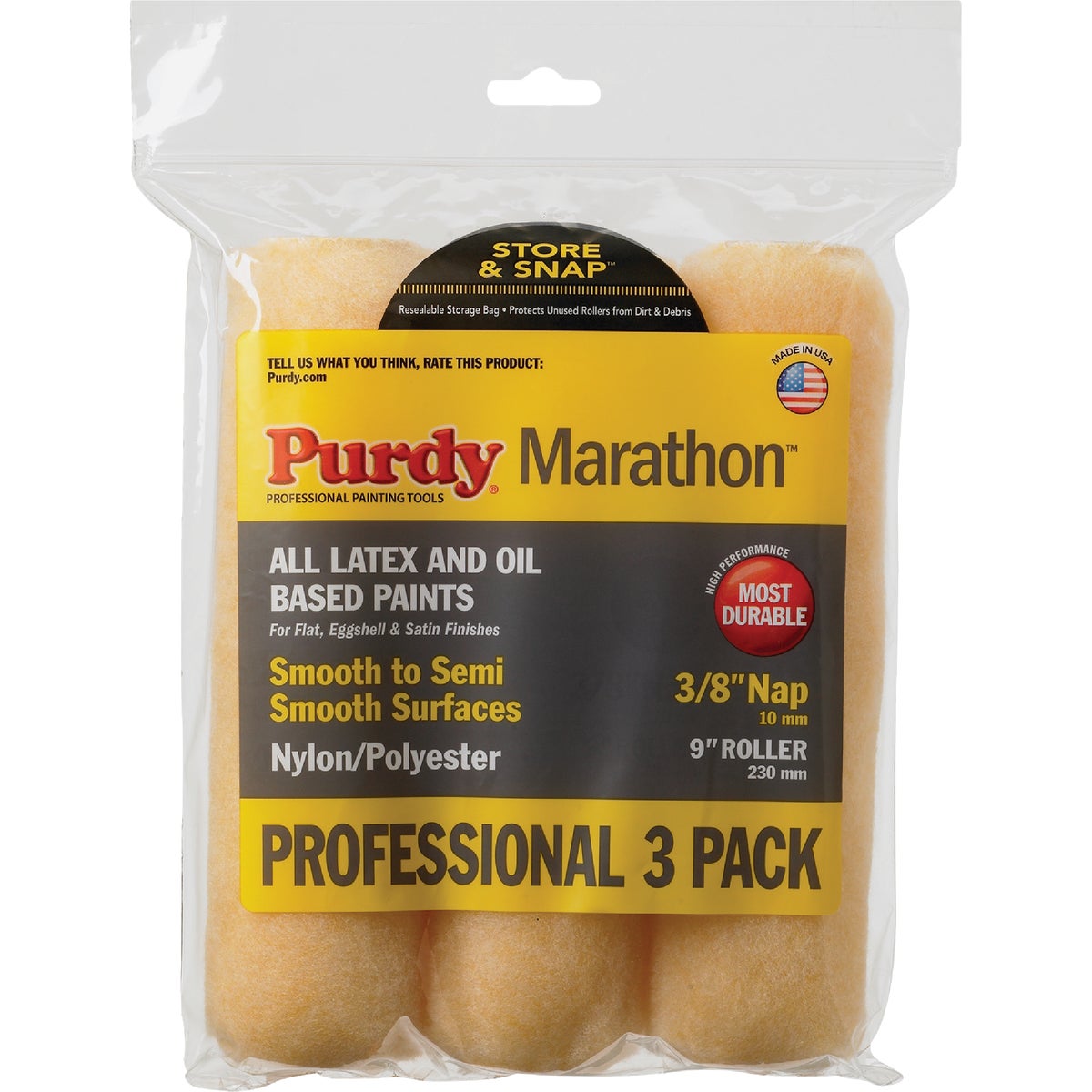 Purdy Marathon 9 In. x 3/8 In. Knit Fabric Roller Cover (3-Pack)