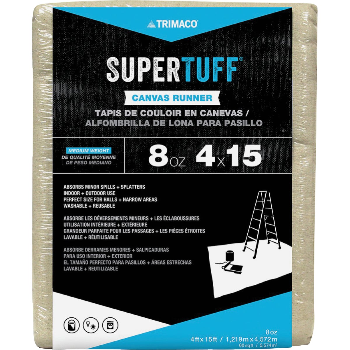 Trimaco SuperTuff Canvas 4 Ft. x 15 Ft. 8 Oz. Drop Cloth