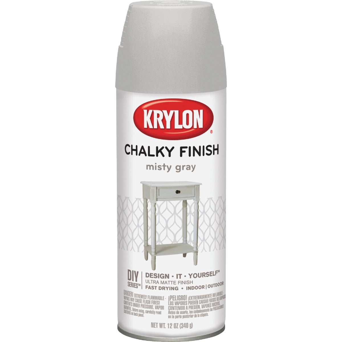 Krylon CHALKY FINISH 12 Oz. Ultra Matte Chalk Spray Paint, Misty Gray