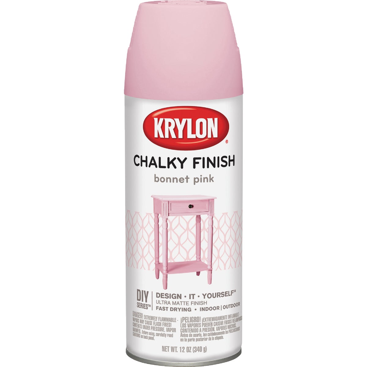 Krylon CHALKY FINISH 12 Oz. Ultra Matte Chalk Spray Paint, Bonnet Pink