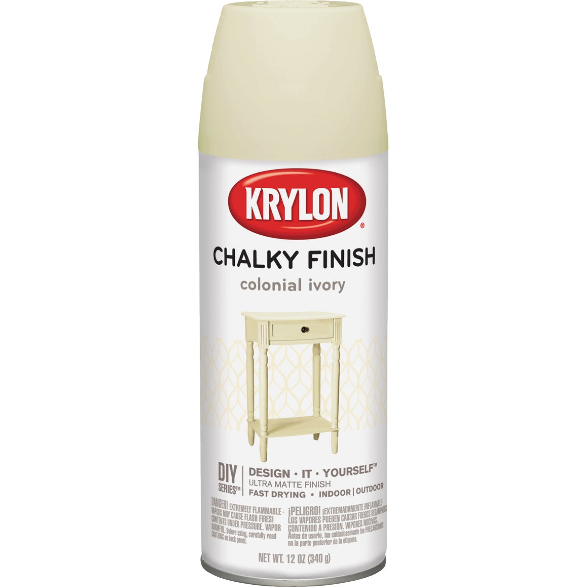 Krylon CHALKY FINISH 12 Oz. Ultra Matte Chalk Spray Paint, Colonial Ivory