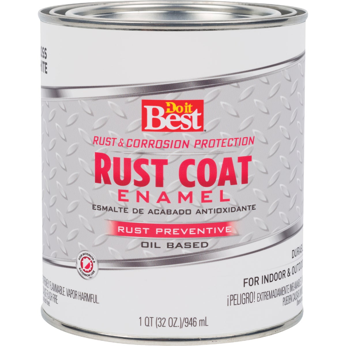 Do it Best Rust Coat Oil-Based Gloss Enamel, White, 1 Qt.