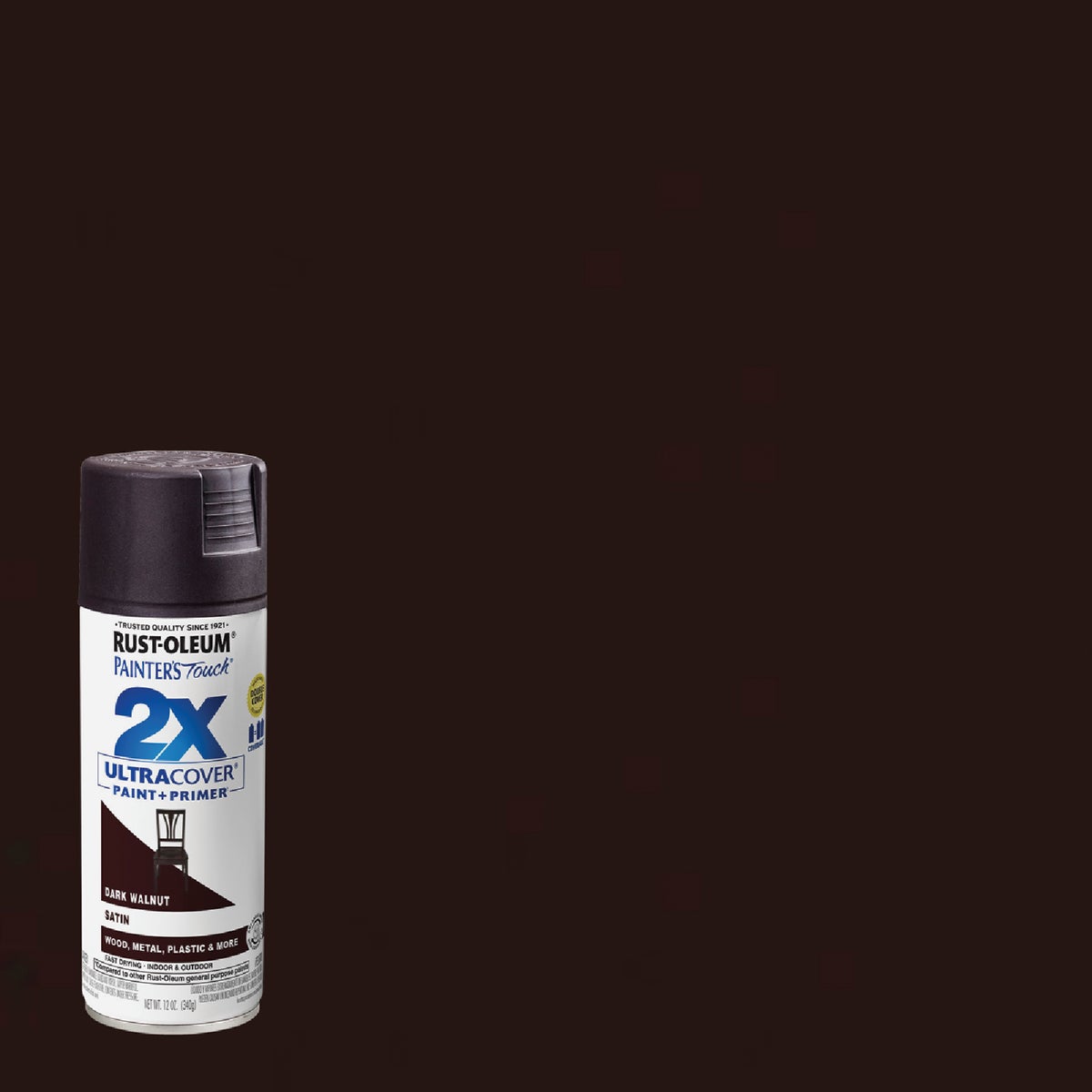 Rust-Oleum Painter's Touch 2X Ultra Cover 12 Oz. Satin Paint + Primer Spray Paint, Dark Walnut