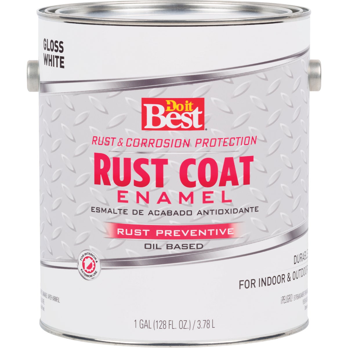 Do it Best Rust Coat Oil-Based Gloss Enamel, White, 1 Gal.
