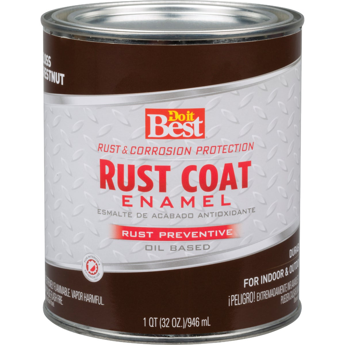 Do it Best Rust Coat Oil-Based Gloss Enamel, Chestnut, 1 Qt.