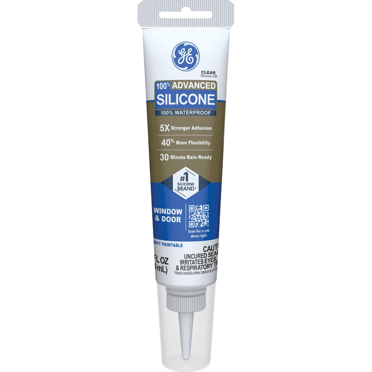 GE Advanced Silicone 2 Window & Door Sealant- Squeeze, Clear, 2.8 Oz.