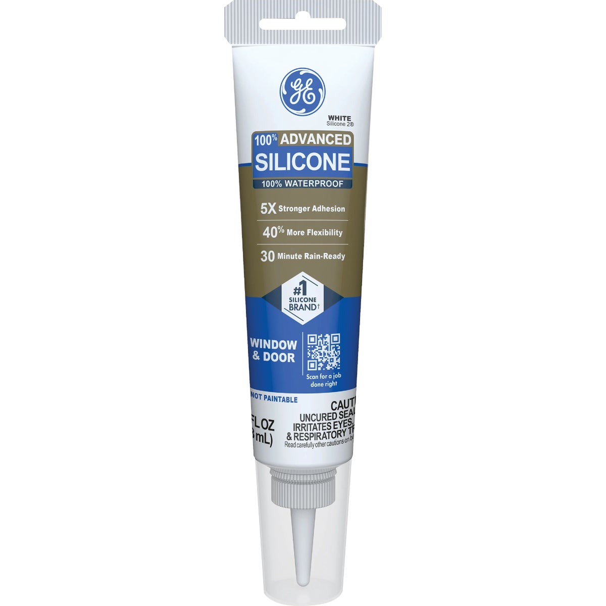 GE Advanced Silicone 2 Window & Door Sealant- Squeeze, White, 2.8oz