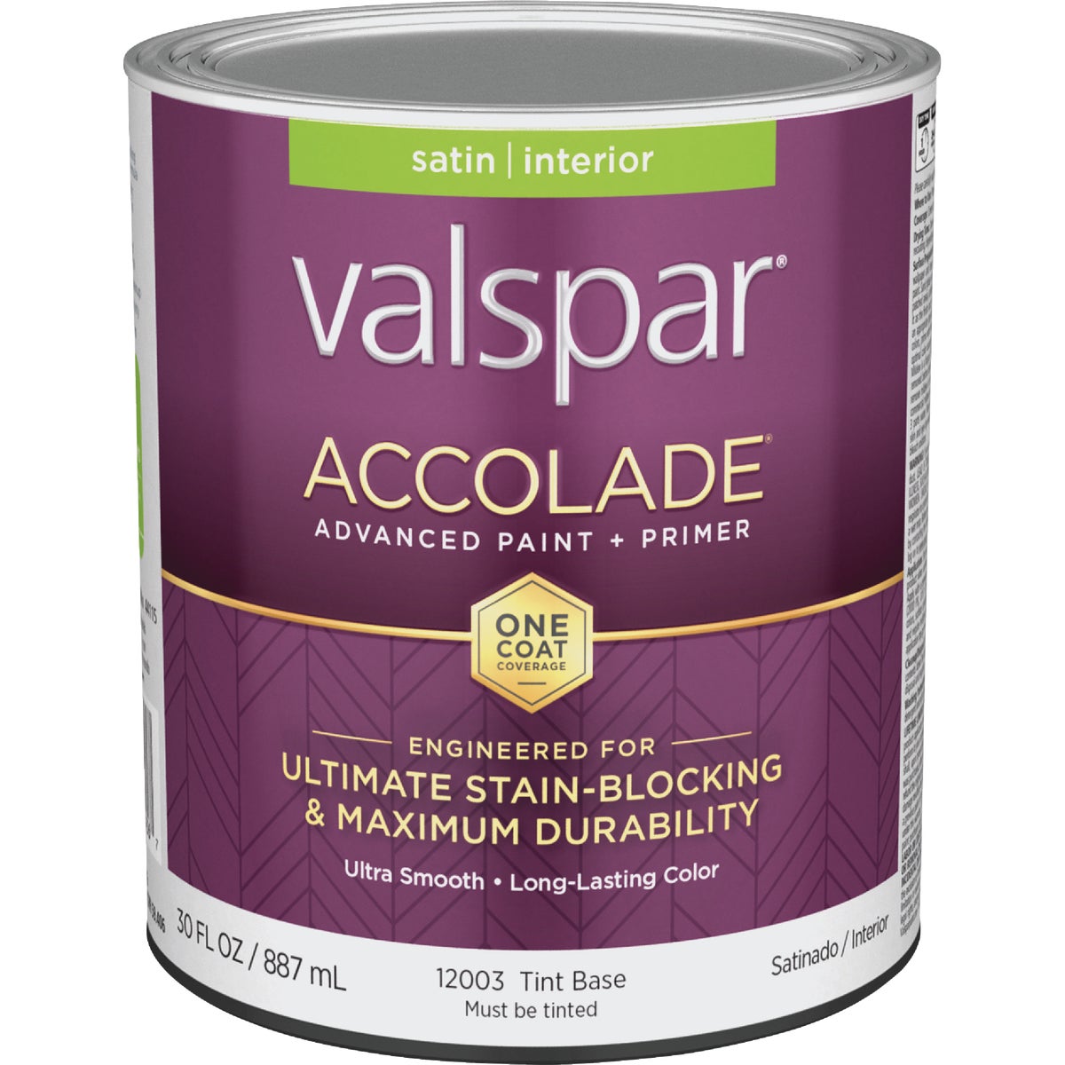 Valspar Accolade Super Premium 100% Acrylic Paint & Primer Satin Interior Wall Paint, Tint Base, 1 Qt.