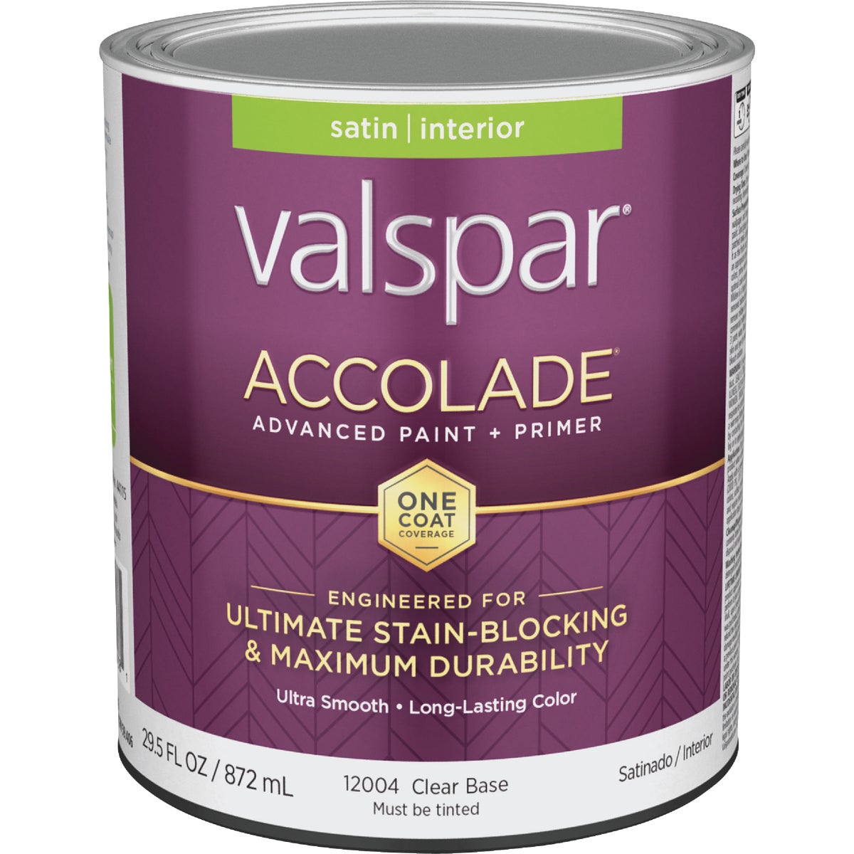 Valspar Accolade Super Premium 100% Acrylic Paint & Primer Satin Interior Wall Paint, Clear Base, 1 Qt.
