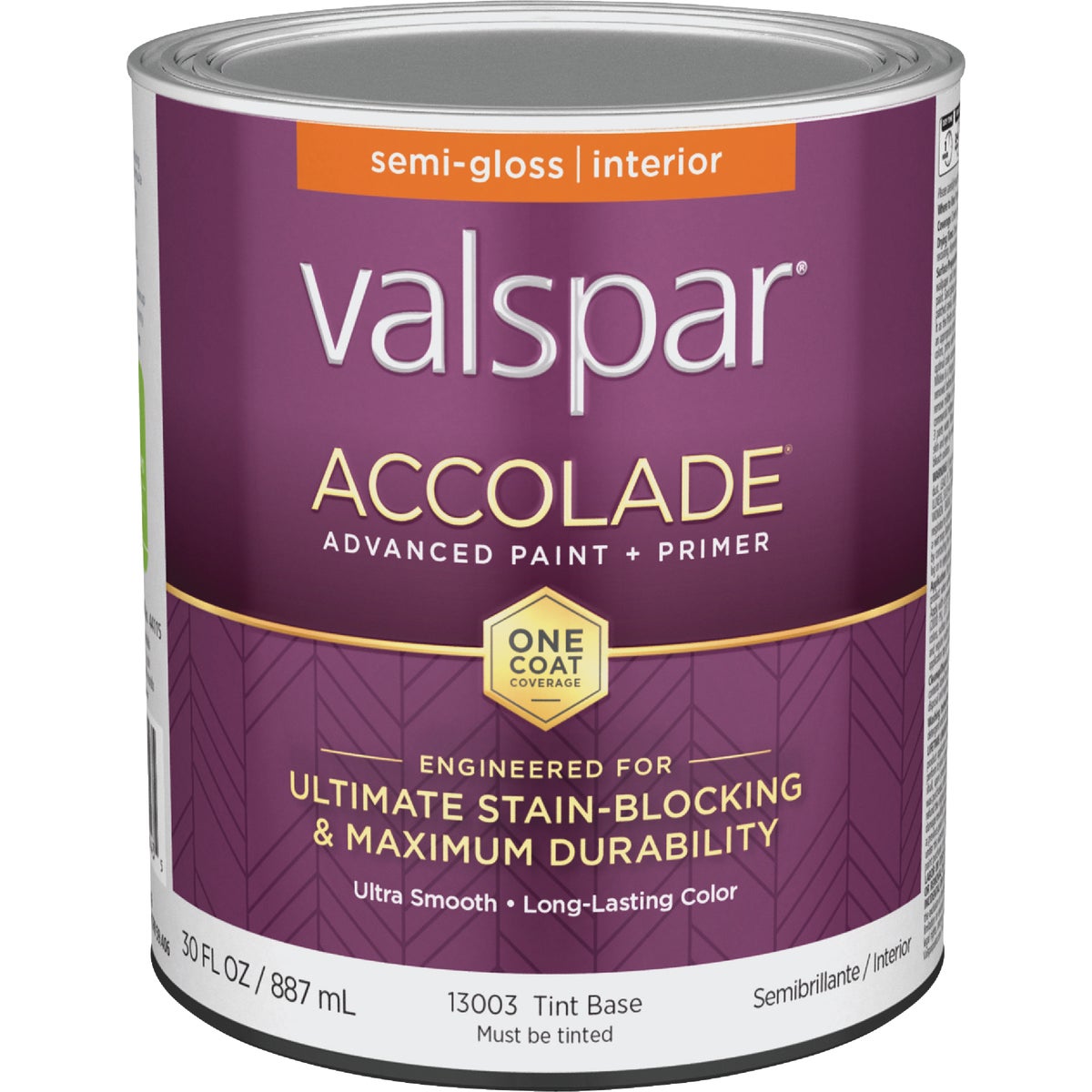 Valspar Accolade Super Premium 100% Acrylic Paint & Primer Semi-Gloss Interior Wall Paint, Tint Base, 1 Qt.