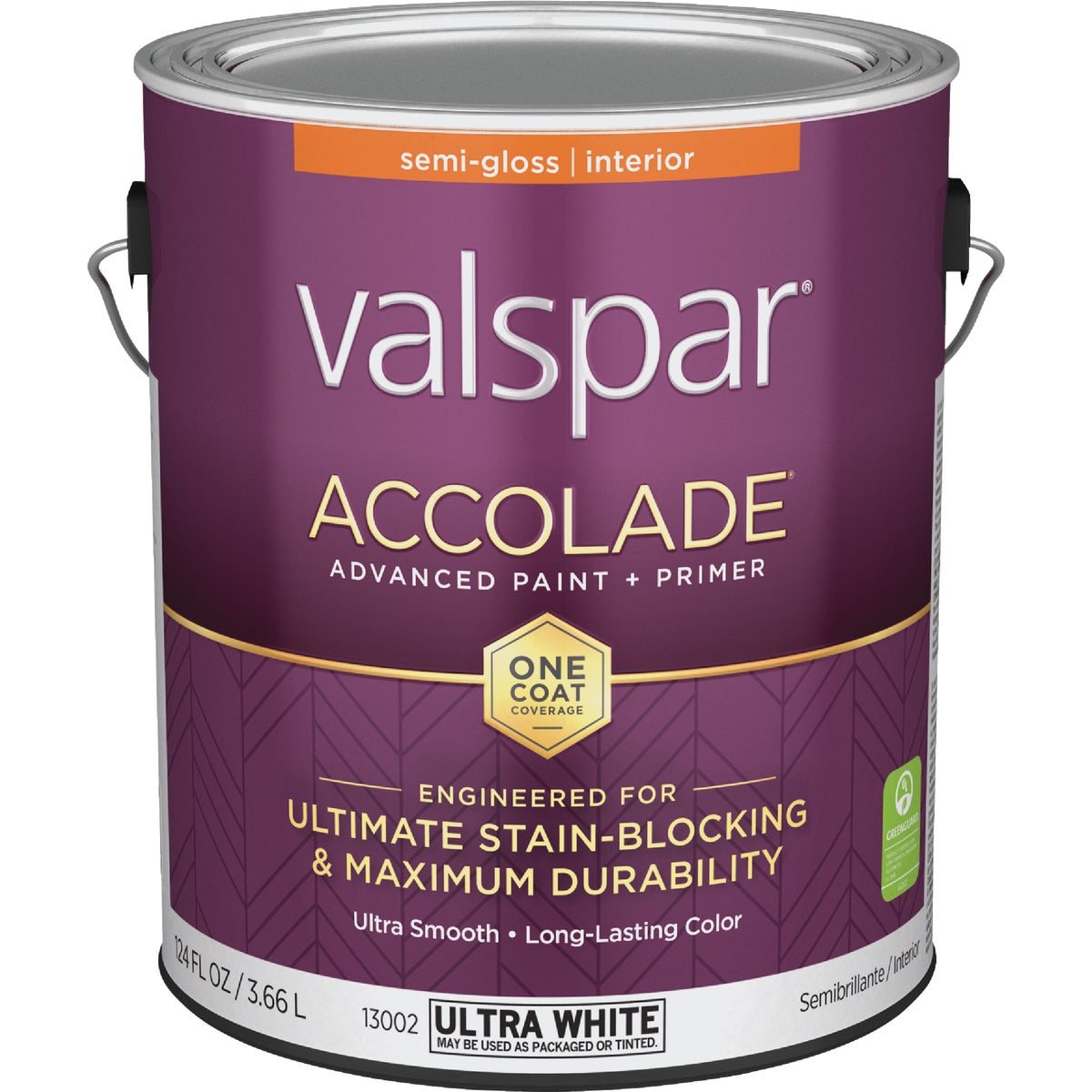 Valspar Accolade Super Premium 100% Acrylic Paint & Primer Semi-Gloss Interior Wall Paint, Ultra White Base, 1 Gal.
