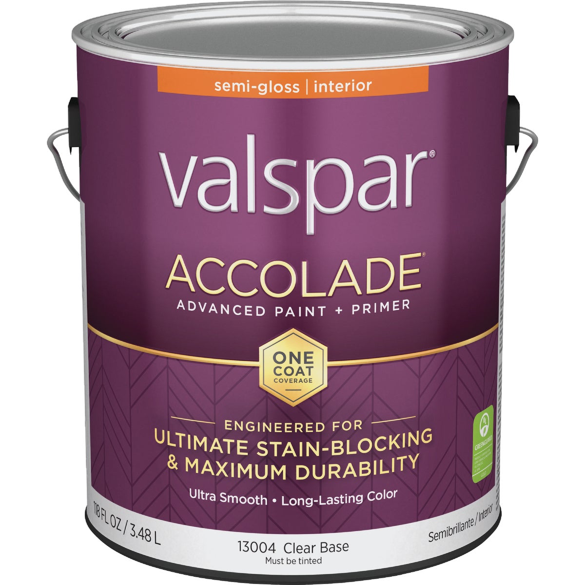 Valspar Accolade Super Premium 100% Acrylic Paint & Primer Semi-Gloss Interior Wall Paint, Clear Base, 1 Gal.