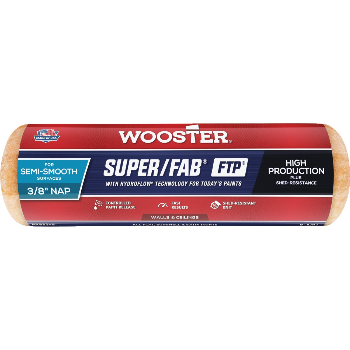 Wooster Super/Fab FTP 9 In. x 3/8 In. Knit Fabric Roller Cover