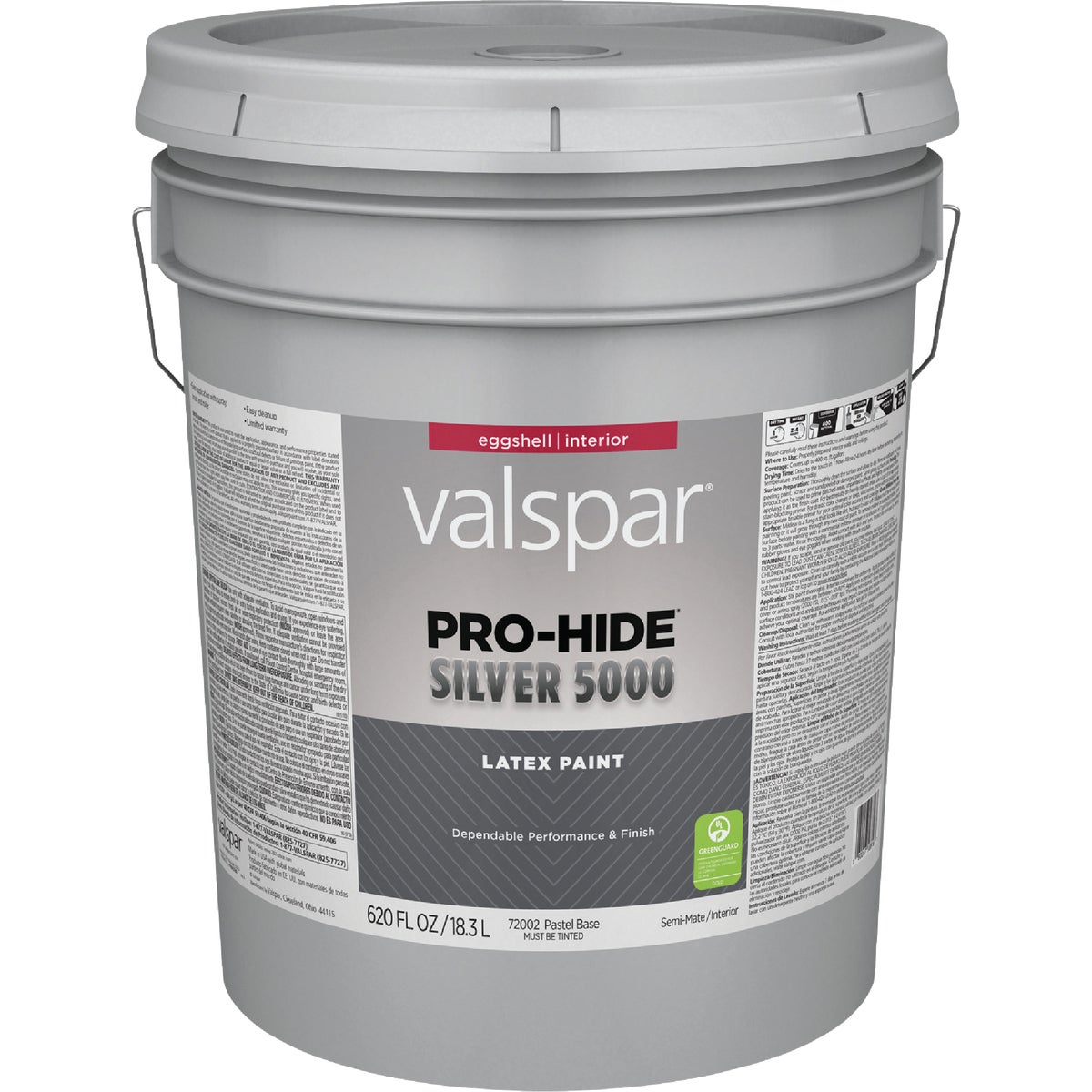Valspar Pro-Hide Silver 5000 Latex Eggshell Interior Wall Paint, Pastel Base, 5 Gal.