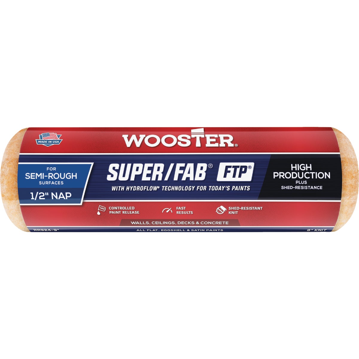 Wooster Super/Fab FTP 9 In. x 1/2 In. Knit Fabric Roller Cover